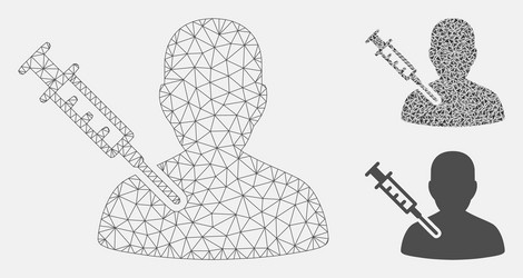 man vaccination mesh wire frame model vector