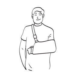 man with a broken arm wearing an splint vector