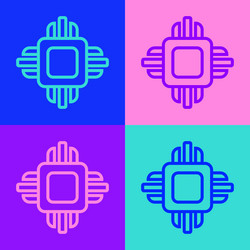 pop art line computer processor vector image