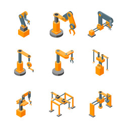 Robotic Arm Icon Set - Industrial Automation vector image