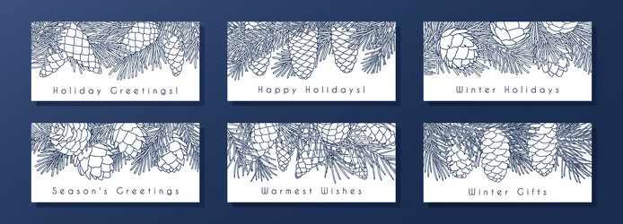 set of compositions with coniferous branches vector image