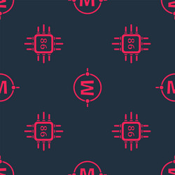 set processor with microcircuits cpu and electric vector image
