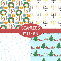 Set seamless xmas patterns texture prints vector