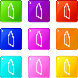 sharp corner window frame icons set 9 color vector image