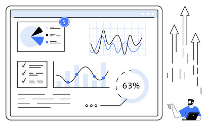 digital dashboard with analytics charts growth vector image