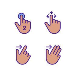 draw and swipe gestures pixel perfect rgb color vector image