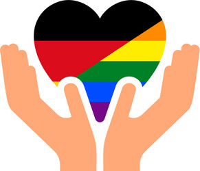 Flag pride lgbt in heart with hand vector