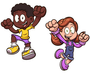 Joyful Black Boy and White Girl Vector Image