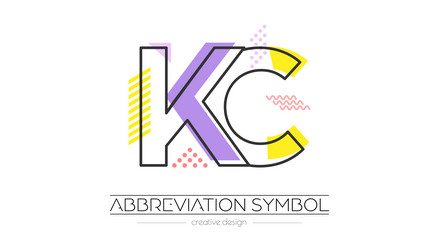 letters k and c merging of two initials vector image
