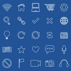 Web line icons on blue background vector