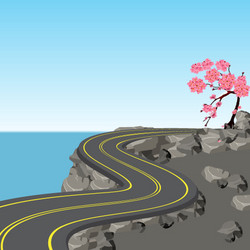 Winding Road with Cherry Tree vector