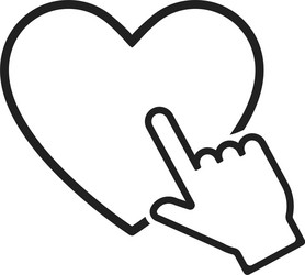 hand pointer on heart icon in linear style vector image