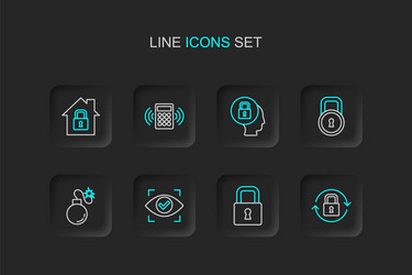 Set line lock eye scan bomb security keypad vector