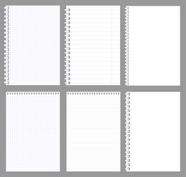 Set of note notebook lined squared paper stuck vector