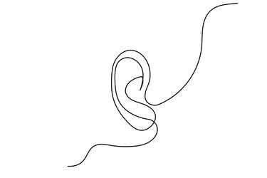 ear continuous one line drawing of outline vector image