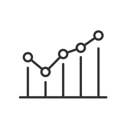 growth graph with circles icon in line design vector image