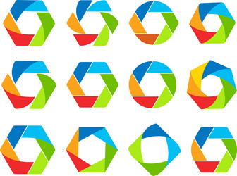 Isolated abstract colorful hexagon and round shape vector