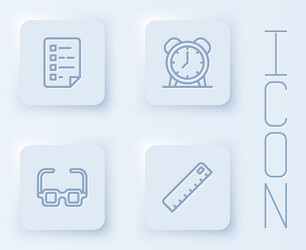 Set line clipboard with checklist alarm clock vector