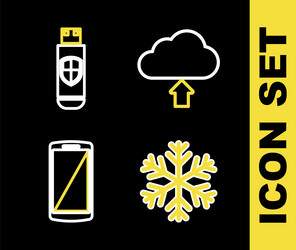 set line cloud upload snowflake smartphone mobile vector image