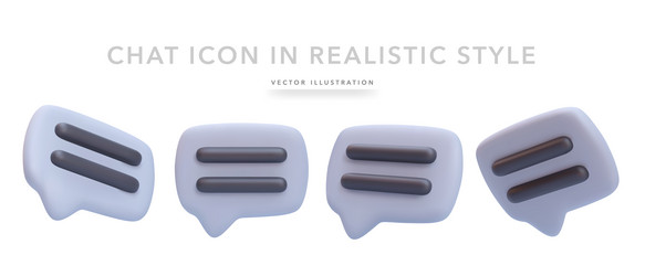 set of 3d realistic message icons isolated vector image