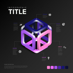 3d abstract cube infographic element on dark vector image