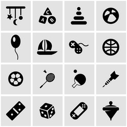 black toys icon set vector