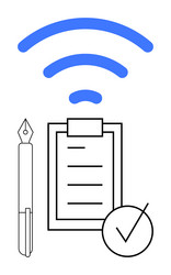 document with checklist wireless connection vector image