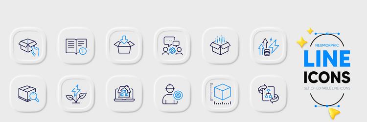 eco power hold box and get line icons for web vector image
