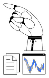 robotic hand pointing with documents and financial vector image