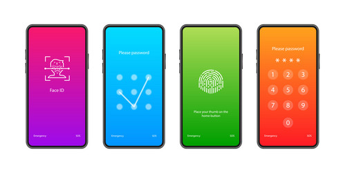 Smartphone with passcode lock screen interface vector