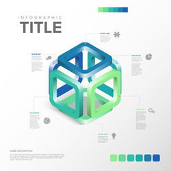 abstract 3d cubic structure infographic template vector image