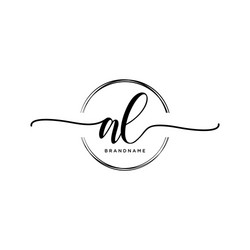 Initial al handwriting logo with circle template Vector Image