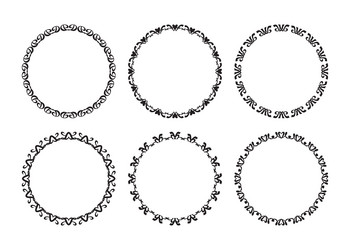 black empty isolated round borders motif set vector image