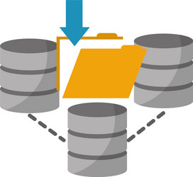 Data center disks with folder isolated icon vector