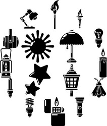 light source icons set simple style vector image