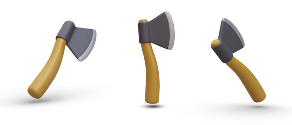 set of axe in different position poster with 3d vector image