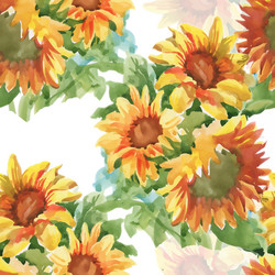 Watercolor Sunflower Seamless Pattern Vector Image