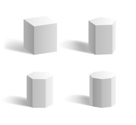 basic 3d geometric shapes cube cuboid hexagon vector image
