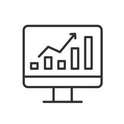 graph on pc icon in line design computer vector image