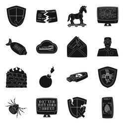 isolated object of virus and secure sign vector image