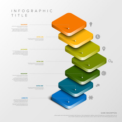 3d layered colorful stack infographic with steps vector image
