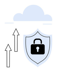 cloud data security with locked shield and upward vector image