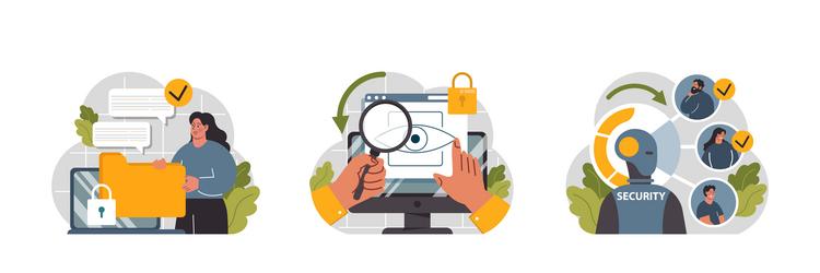 cyber or web security set artificial intelligence vector image