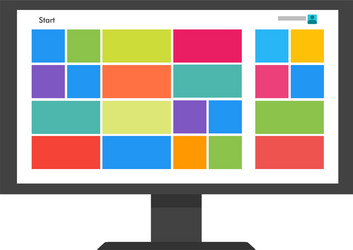 Flat tile user interface computer icon monitor vector