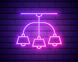 glowing neon line chandelier icon isolated vector