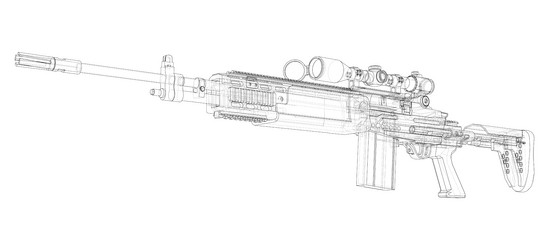 machine gun rendering of 3d vector