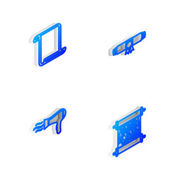 set isometric line diploma rolled scroll paper vector image