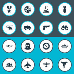 set of simple war icons vector