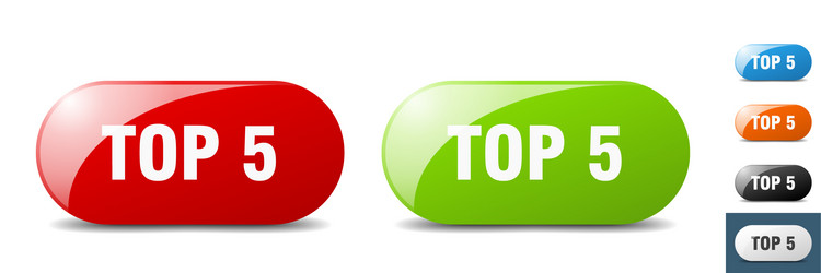 top 5 button key sign push set vector image