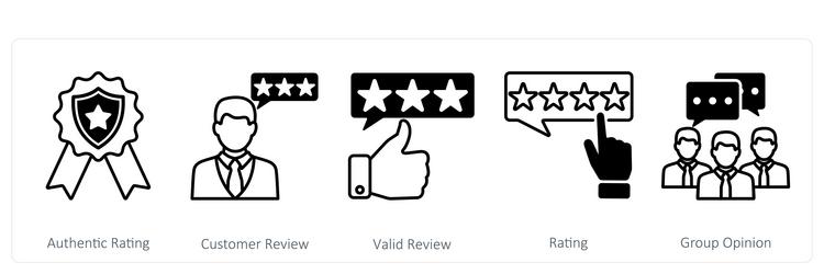 a set of 5 survey and rating icons as authentic vector image